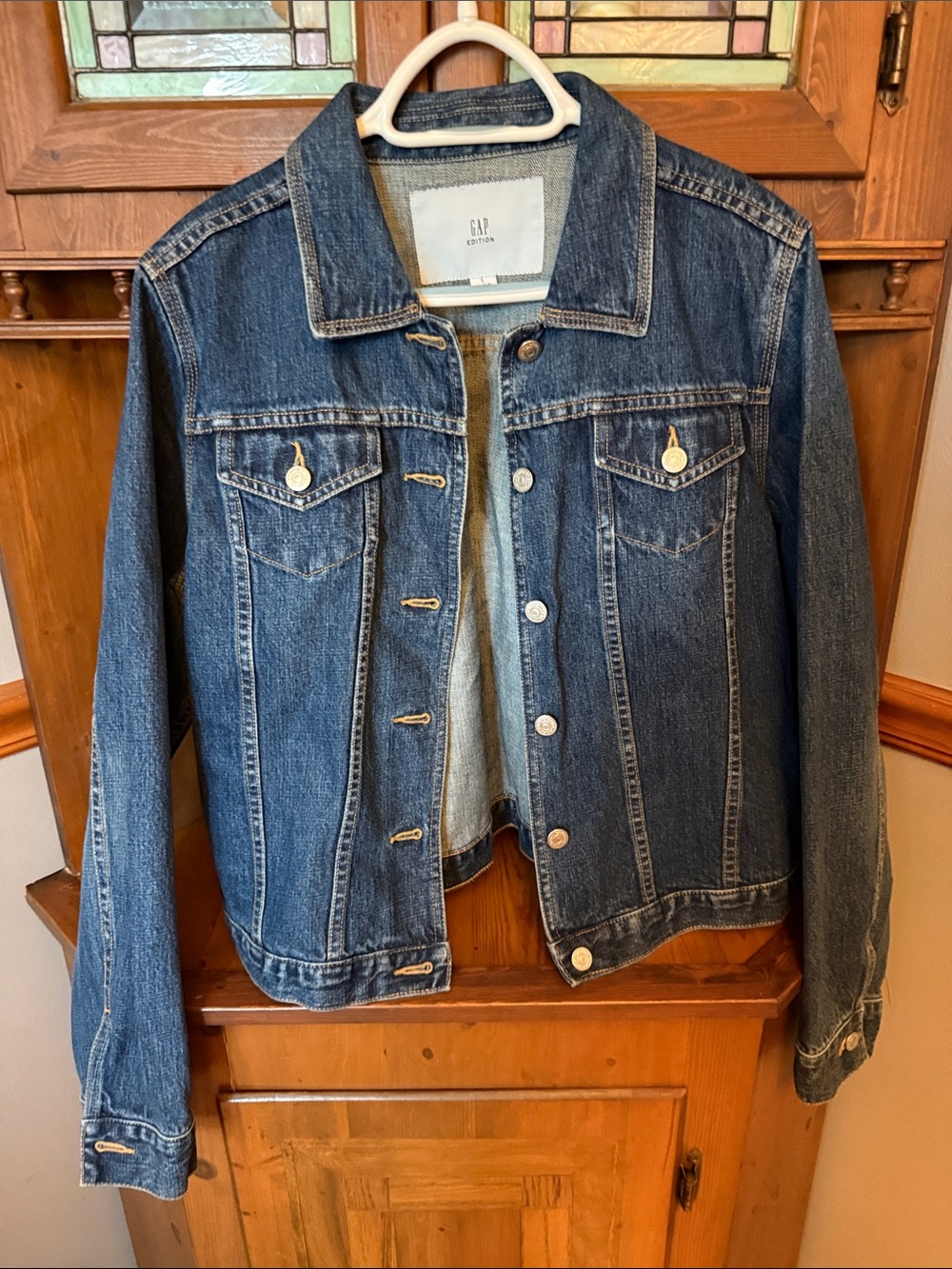 Vintage 2006 GAP Edition Blue Denim Trucker Jacket Size L Y2K 100% Cotton